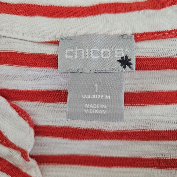 Chicos Sleeveless Striped V-Neck Relaxed Fit Tunic Slub Tank - Picture 7 of 10